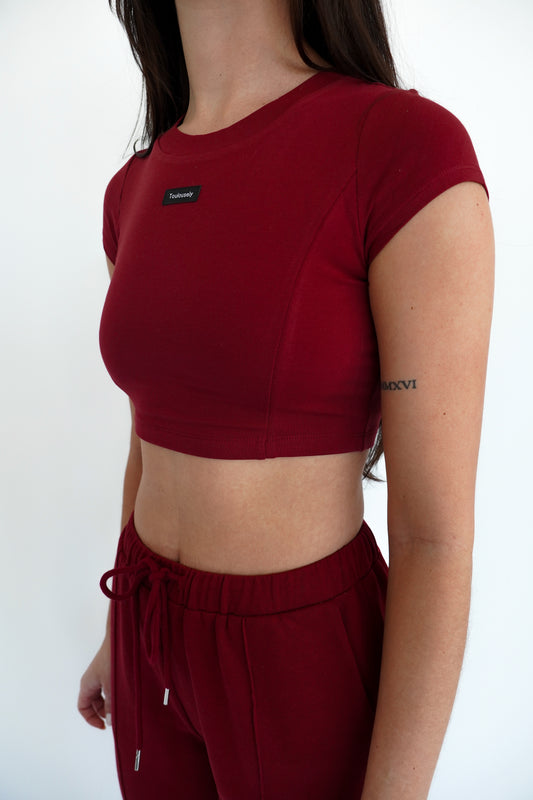 RED TEE CROP TOP
