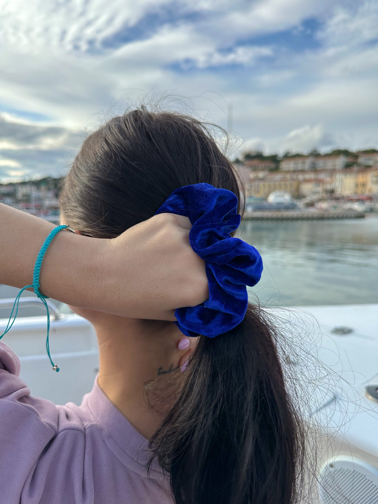 ROYAL BLUE HANDMADE SCRUNCHIES - SEWN BY CHLOE