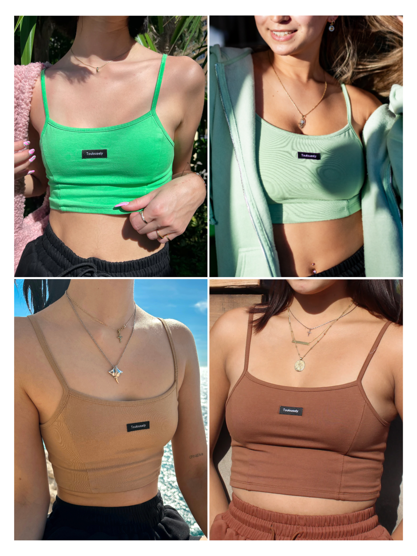 Ensemble de 4 Camisoles Crop Tops (Valeur de 99.96$)