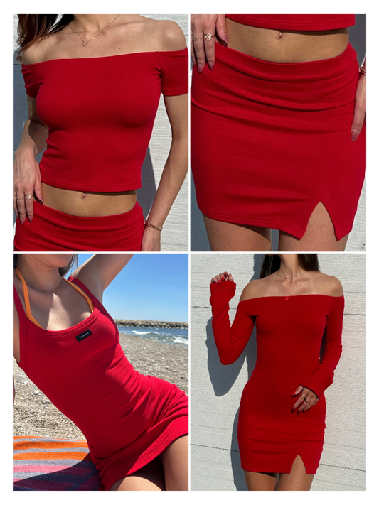 Ensemble de 4 items en tissu doux rouge (Valeur de 144.96$)