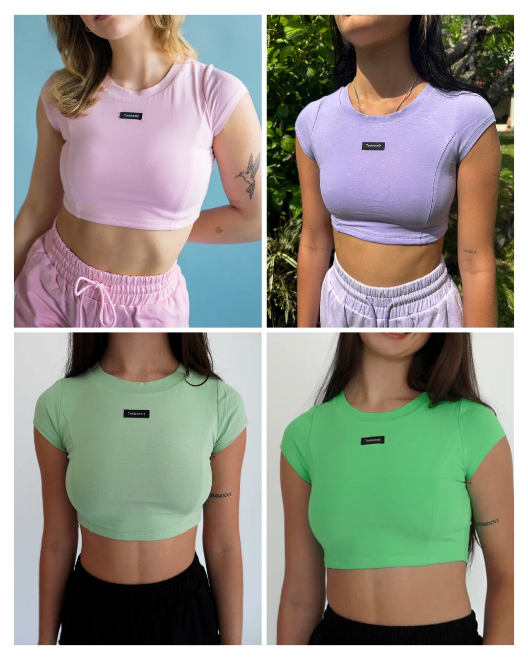 Lots de Tee crop tops (Paquet de 4)