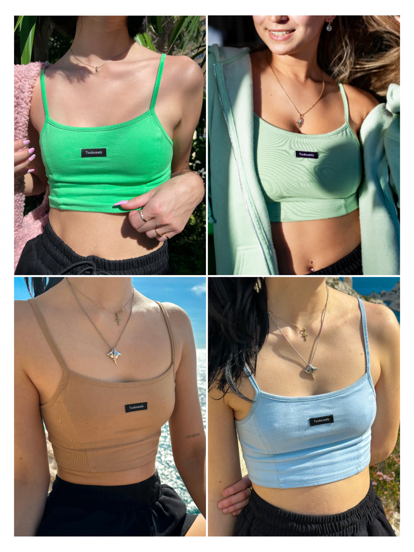 Ensemble de 4 Camisoles Crop Tops (Valeur de 99.96$)