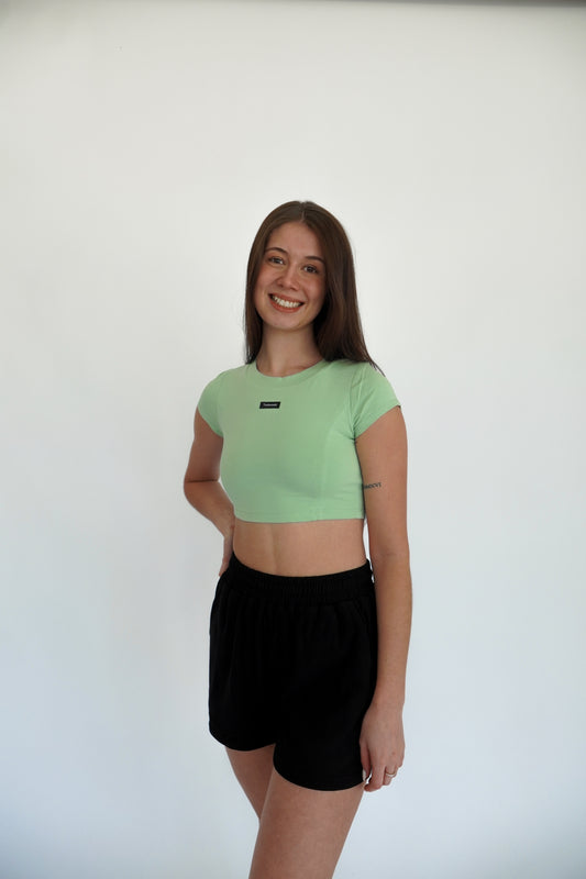 SAGE GREEN TEE CROP TOP