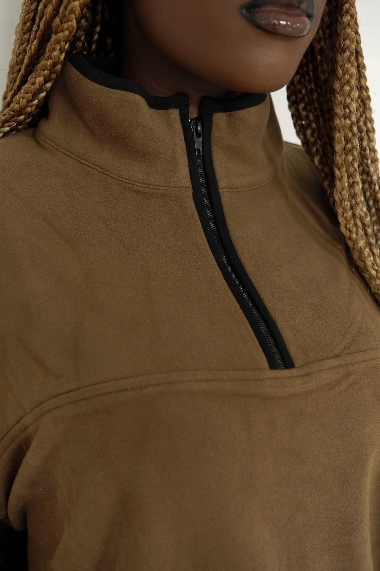 OLIVE BROWN SOFT ZIP-UP - HUG