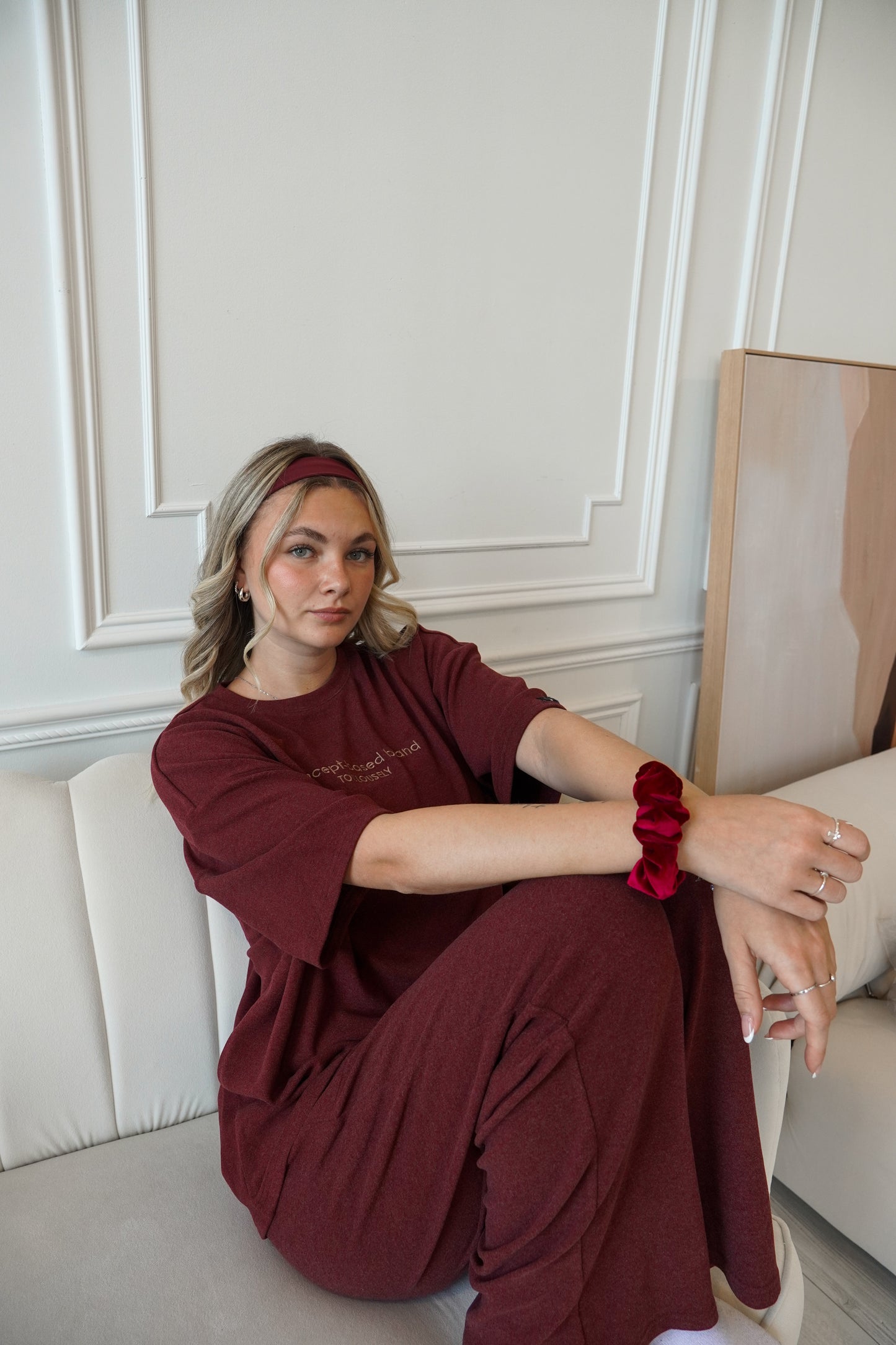 BURGUNDY HANDMADE SCRUNCHIES - SEWN BY CHLOE