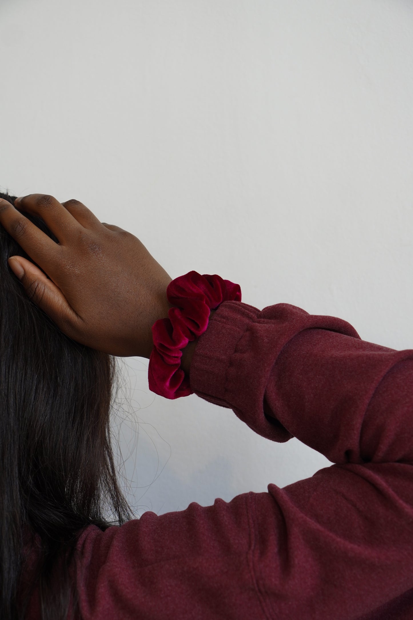 BURGUNDY HANDMADE SCRUNCHIES - SEWN BY CHLOE