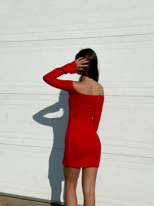 ROBE OFF-SHOULDER DOUCE ROUGE - HUG