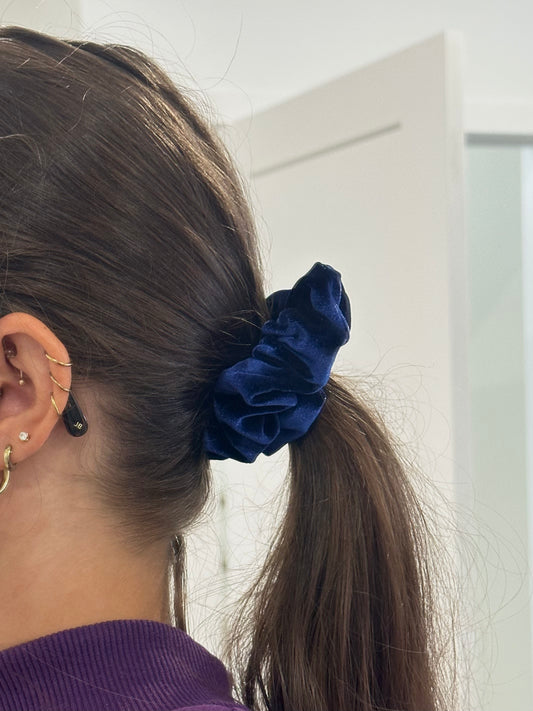 MIDNIGHT BLUE HANDMADE SCRUNCHIES - SEWN BY CHLOE