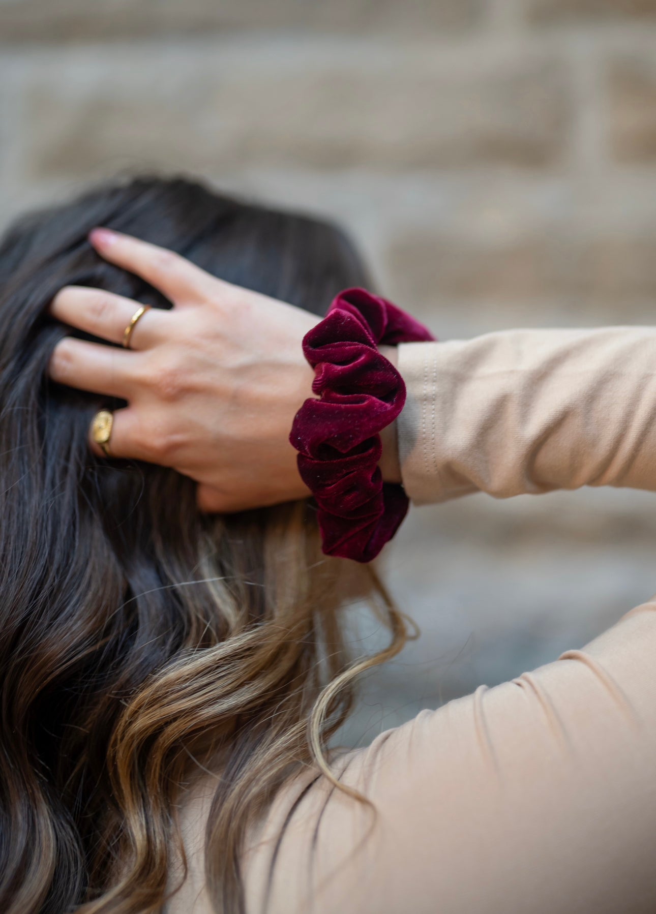 BURGUNDY HANDMADE SCRUNCHIES - SEWN BY CHLOE