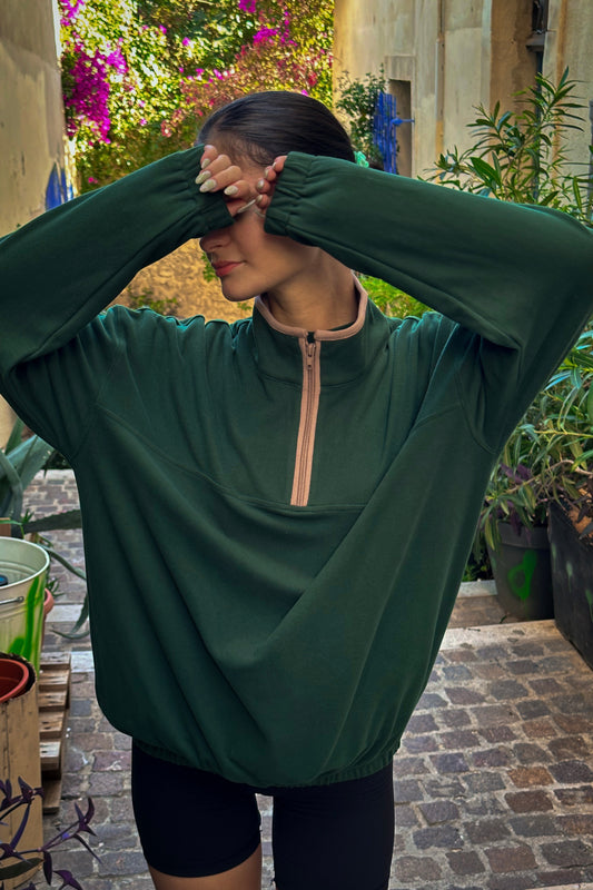 FOREST GREEN SOFT ZIP-UP - HUG