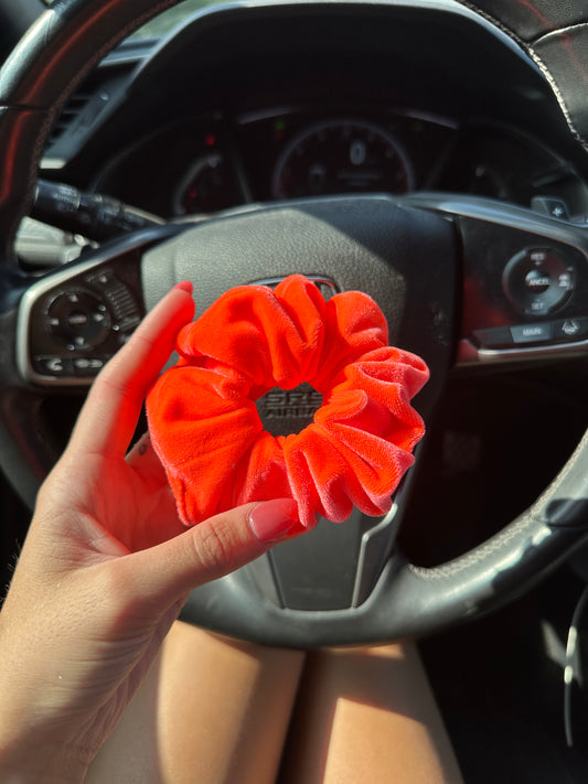 ORANGE NEON HANDMADE SCRUNCHIES - SEWN BY CHLOE