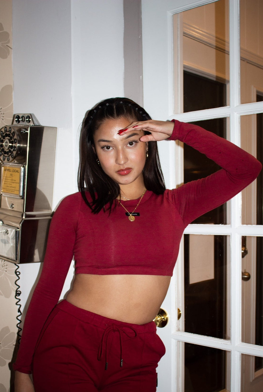 ROUGE CROP TOPS À MANCHES LONGUES - DARING