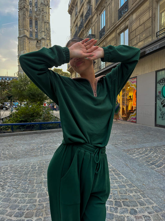 FOREST GREEN SOFT ZIP-UP - HUG
