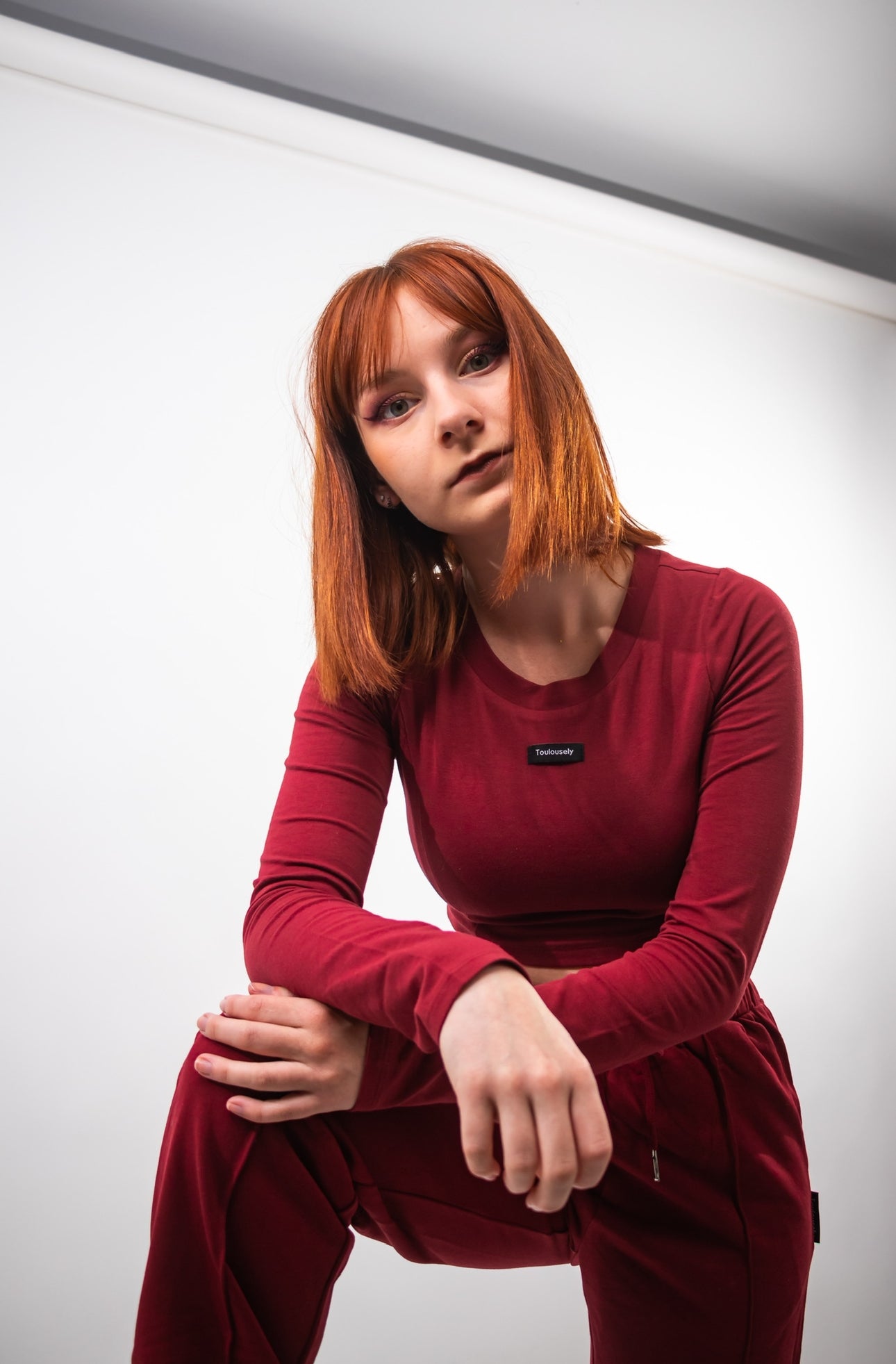 ROUGE CROP TOPS À MANCHES LONGUES - DARING