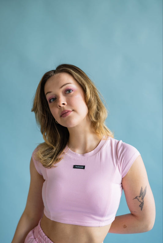 BABY PINK TEE CROP TOP