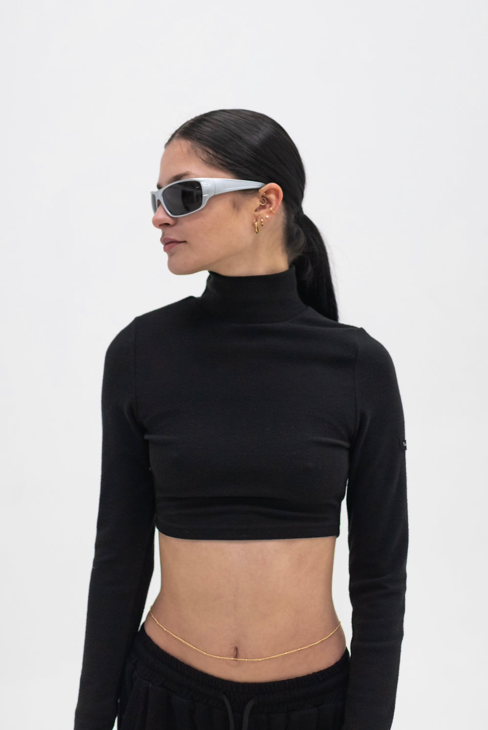 Polo Neck Black Turtleneck Cropped COMPRESSION TURTLE NECK CROP