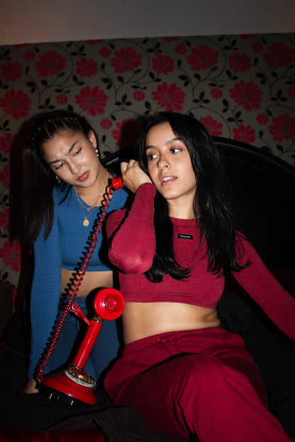 ROUGE CROP TOPS À MANCHES LONGUES - DARING