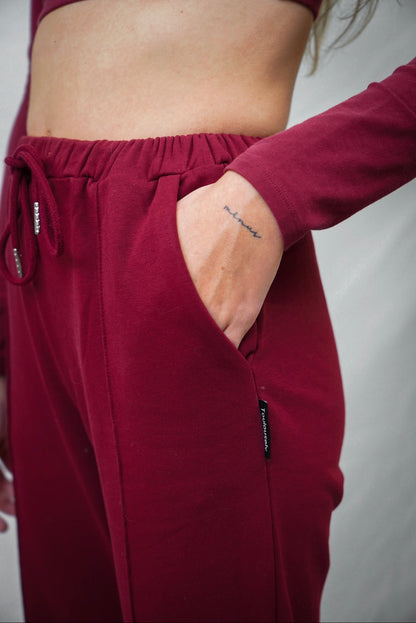 ROUGE FONCÉ PANTALONS DROITS - DARING